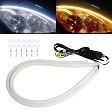 Qasim Sequential LED Strip 12in White/Amber Switchback Car LED DRL 1 Pair picture