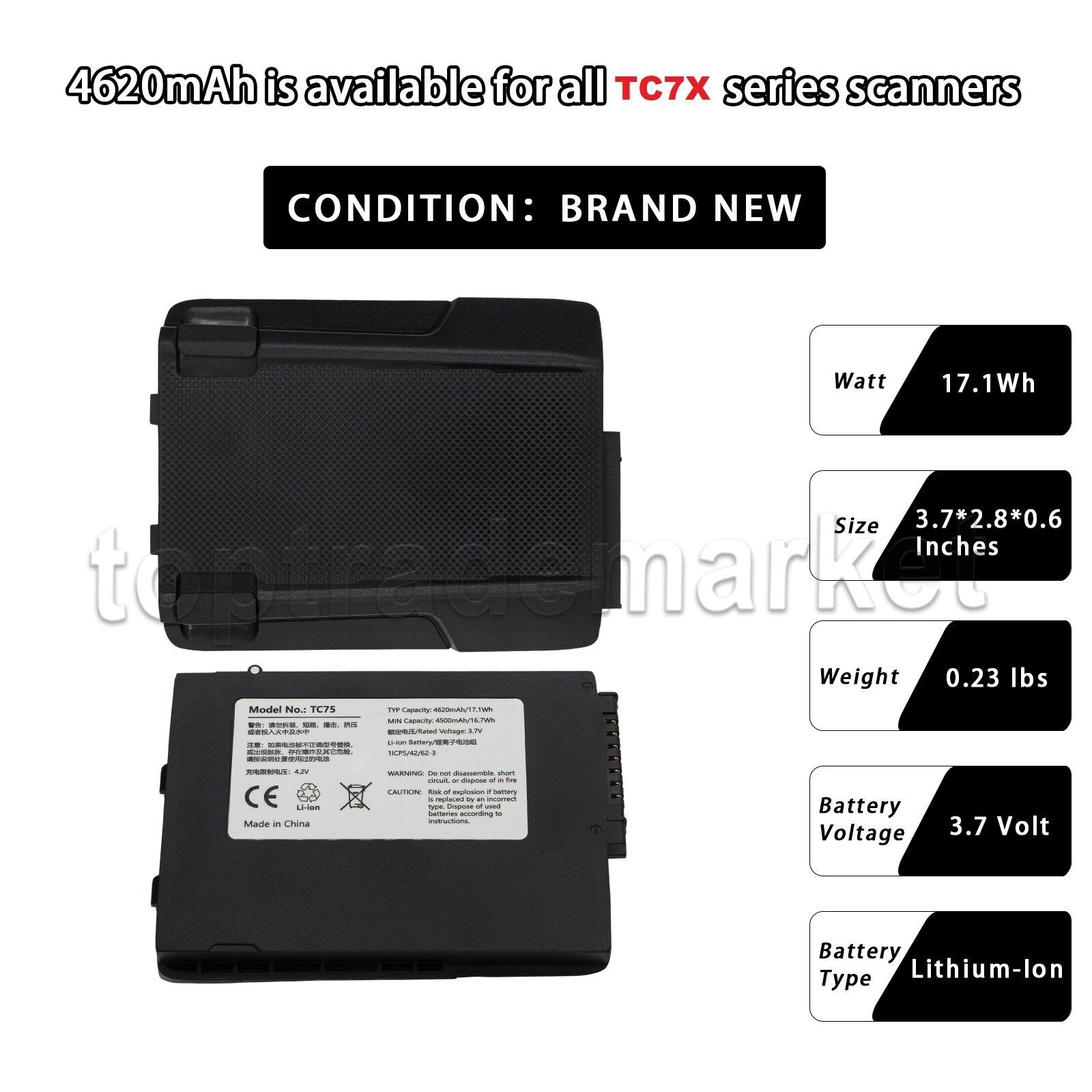 10PCS NEW BT-000318 4500mAh Battery For Zebra Symbol TC70 TC75 TC77 TC7X