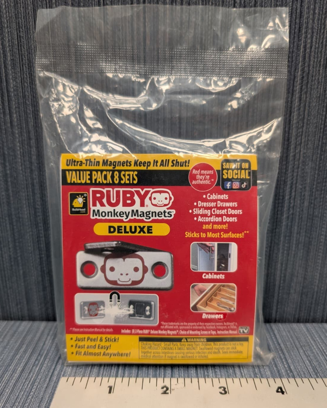 RUBY Monkey Magnets Cabinet and Drawer Magnet Fast and Easy Install 8 Sets