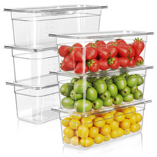 6-Pack 1/3 Size 6''Deep NSF Polycarbonate Food Pans with Lids picture