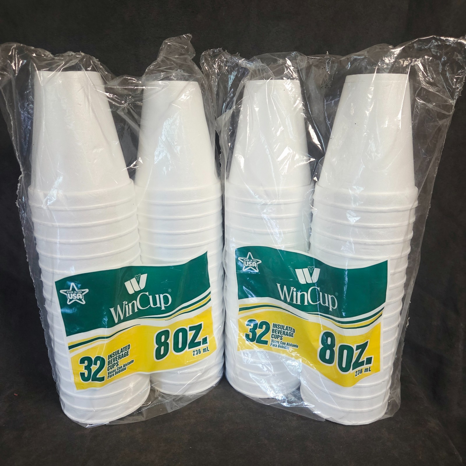 WinCup 8 oz Foam Insulated Beverage Cups Lot - 2 Sealed 64 Cups Discontinued NOS WinCup 8 oz Foam Insulated Beverage Cups Lot - 2 Sealed 64 Cups Discontinued NOS