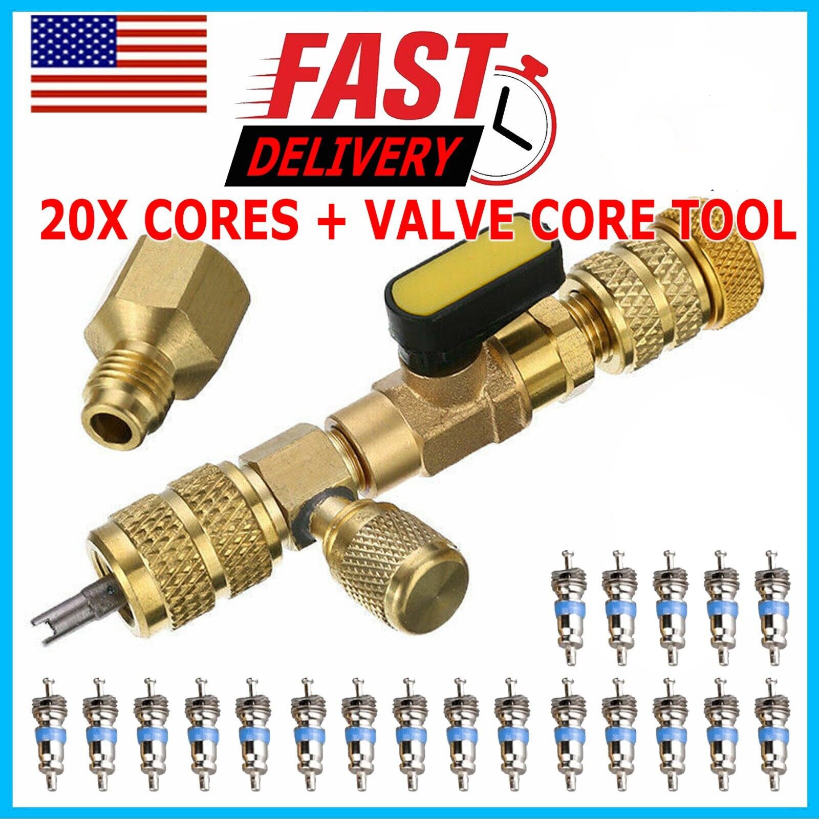 HVAC Tool AC Schrader Valve Core Remover Dual Size 1/4 + 5/16 Port Installer NEW