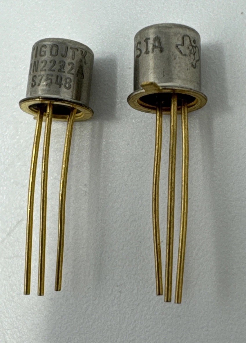 2N2222A Genuine TI TO-18 Transistor Factory Original New Old Stock X 2 2N2222A Genuine TI TO-18 Transistor Factory Original New Old Stock X 2