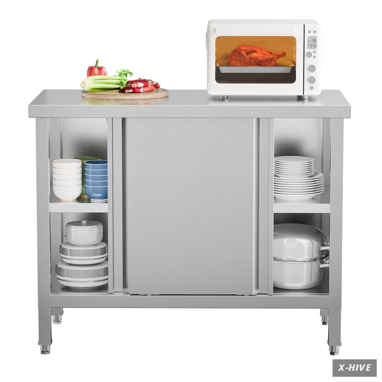 ROVSUN table with cabinet Commercial Worktables Workstations Stainless Steel 39 ROVSUN table with cabinet Commercial Worktables Workstations Stainless Steel 39