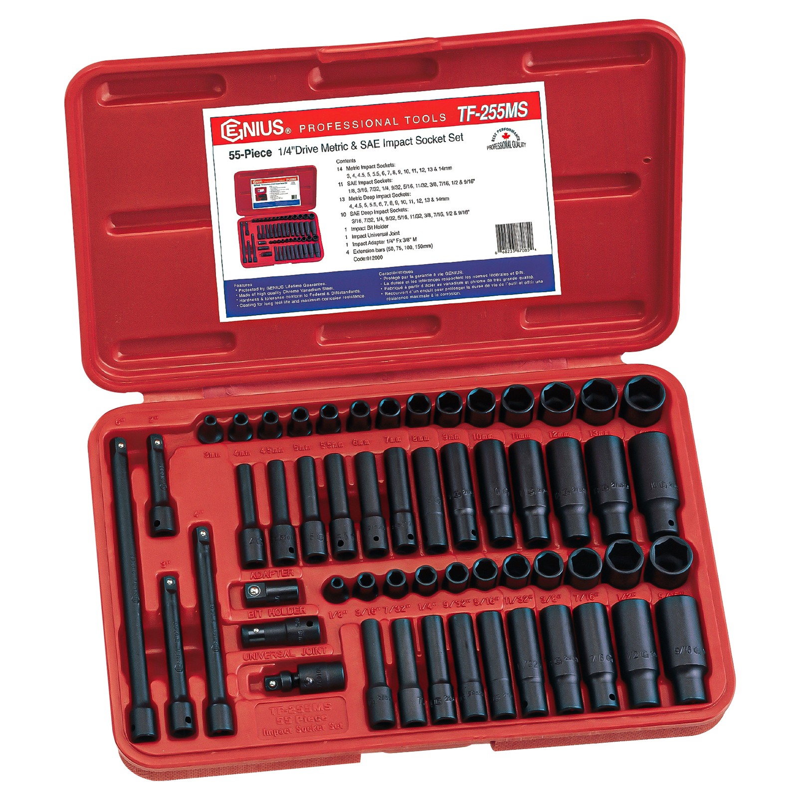 Genius Tools 55 Piece 1/4