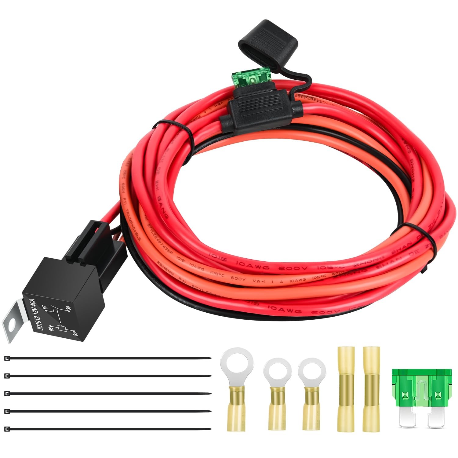 Nilight Electric Fuel Pump Relay Kit Wiring Harness 40 AMP Relay Heavy Duty 10 G Nilight Electric Fuel Pump Relay Kit Wiring Harness 40 AMP Relay Heavy Duty 10 G