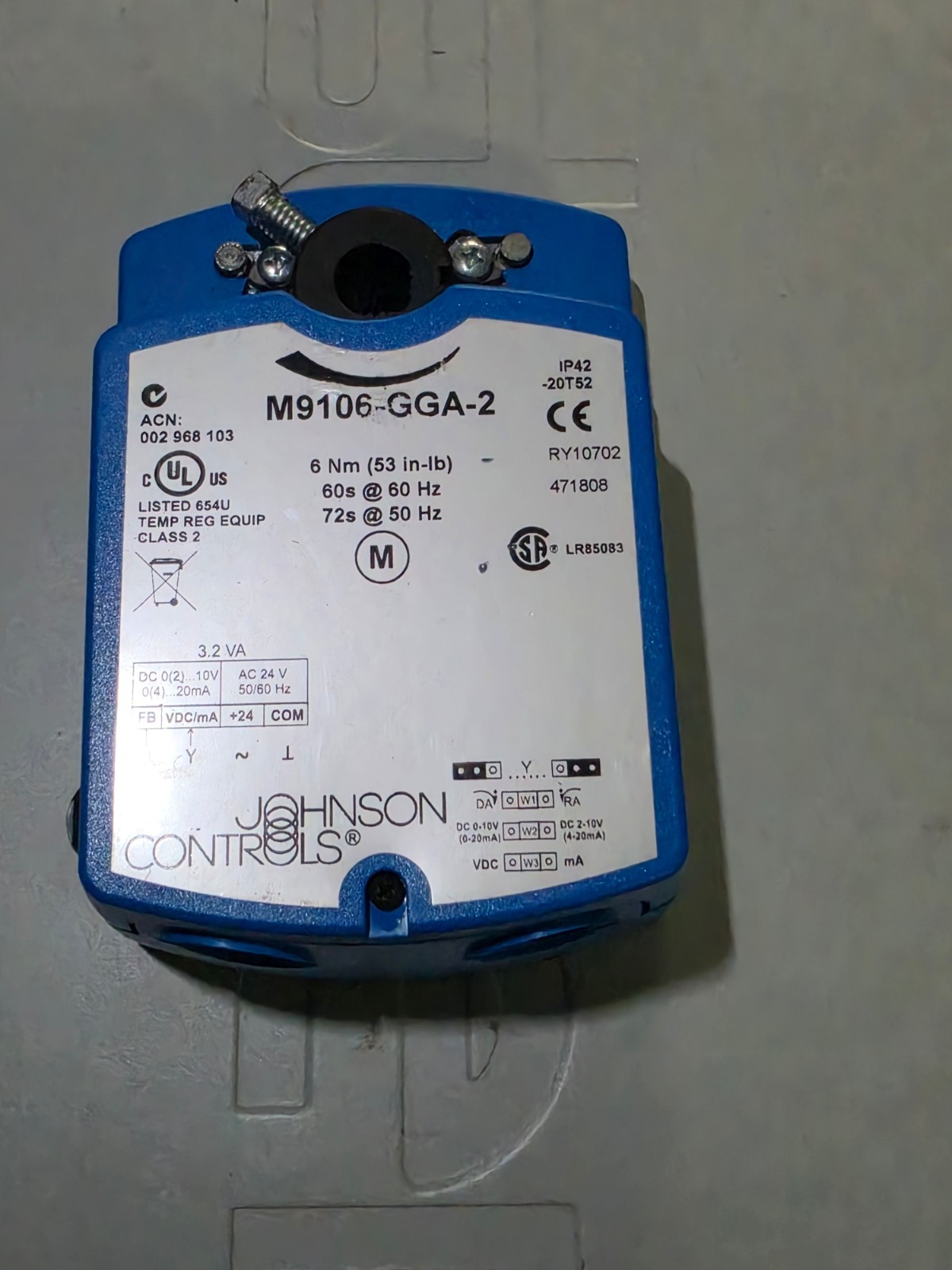 Johnson Controls M9106-GGA-2 Electric Damper Actuator 24V 53 in-lb Untested Johnson Controls M9106-GGA-2 Electric Damper Actuator 24V 53 in-lb Untested