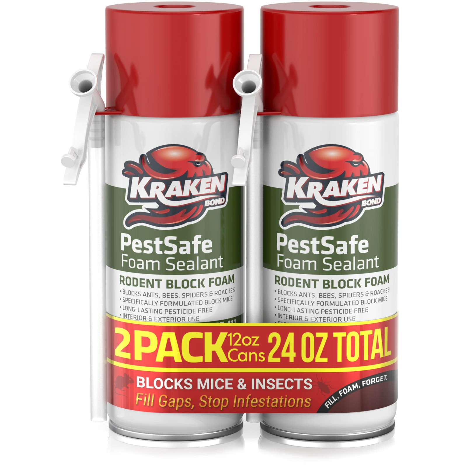 Kraken Bond PestSafe Foam Sealant - Pest & Rodent Block 12oz 2 Pack - Straw Use Kraken Bond PestSafe Foam Sealant - Pest & Rodent Block 12oz 2 Pack - Straw Use