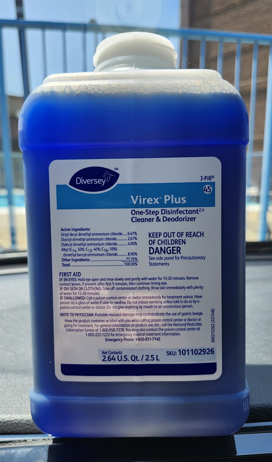 Diversey, Virex Plus J-Fill 45 Dispenser 2.5L One Step Desinfectant Cleaner NEW.