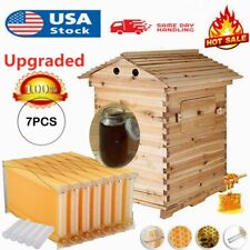 7Pcs Deluxe Auto Honey Hive Beehive Frames+ Beekeeping Brood Cedarwood Box Set. picture