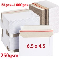 25-1000pcs 6.5 x 4.5 White RIGID PHOTO SHIPPING FLATS CARDBOARD ENVELOPE MAILERS picture