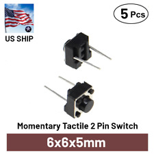 5 Pcs 6x6x5 2 Pin Momentary Tactile Push Button Switch | Top Mounted | US Ship picture