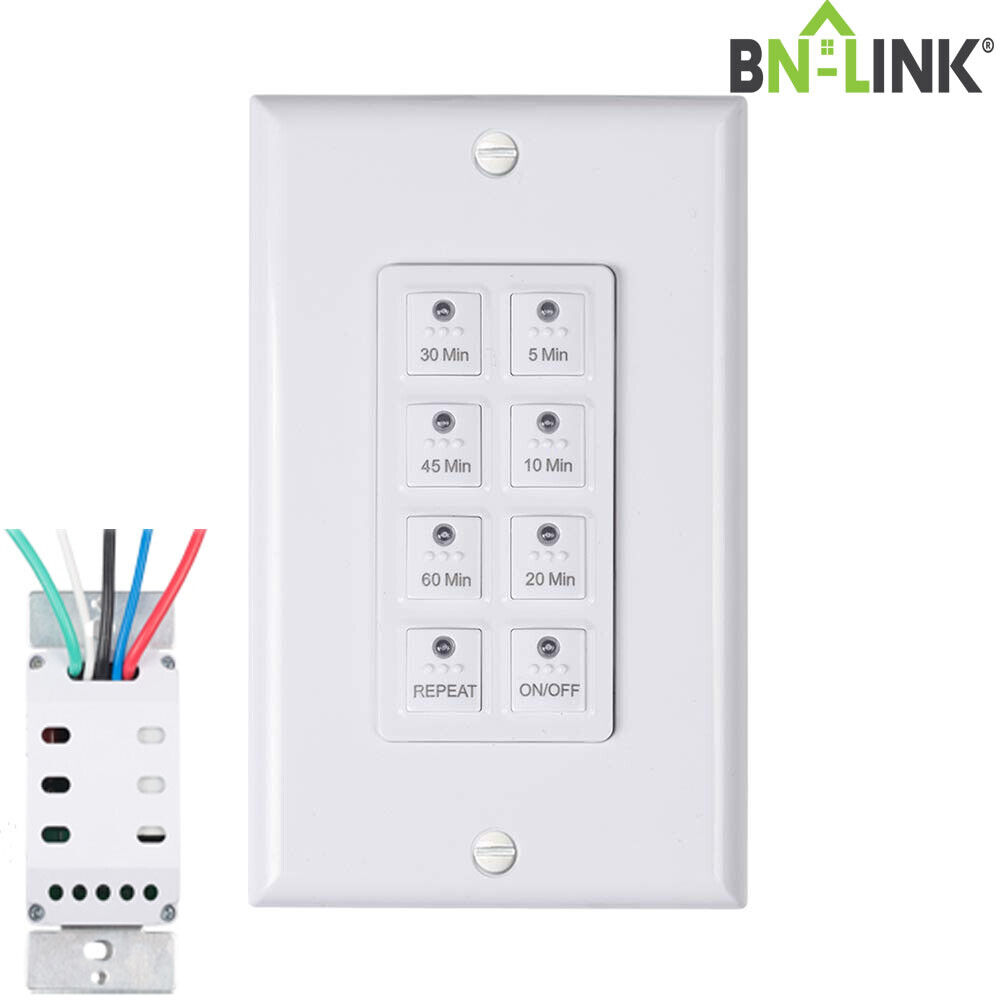 BN-LINK Countdown Digital In-wall Timer Switch w/Push Button for fans,lights etc