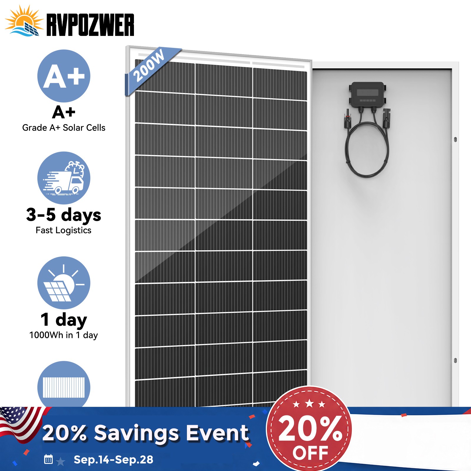 200W 12V Solar Panel 18BB Mono Battery Charge RV PV Home Off-Grid Battery Power 200W 12V Solar Panel 18BB Mono Battery Charge RV PV Home Off-Grid Battery Power