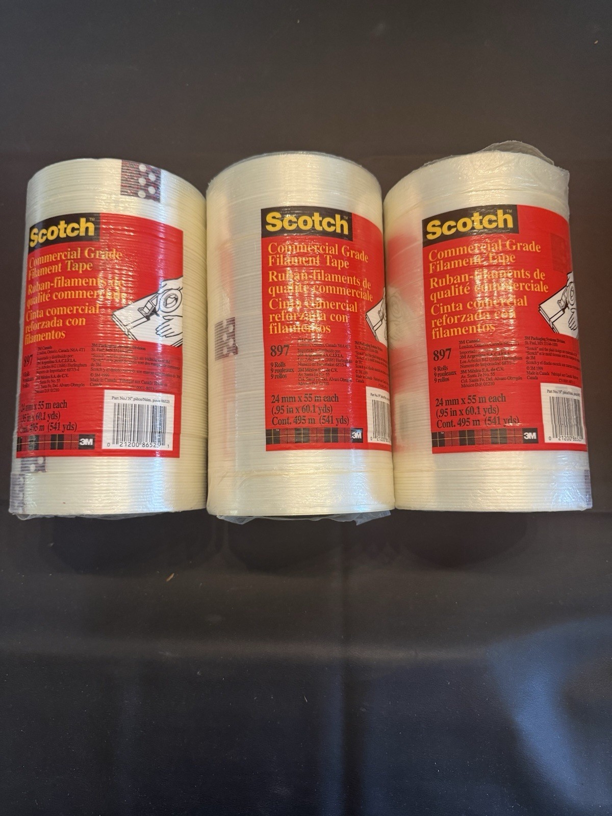 3M Scotch 898 Premium Grade Filament Tape 18mm x 55m Lot Of 12 Rolls 3M Scotch 898 Premium Grade Filament Tape 18mm x 55m Lot Of 12 Rolls