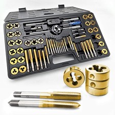 60PCS Metric&SAE Tap and Die Set, Titanium Coated GCr15 Bearing Steel with T-... picture