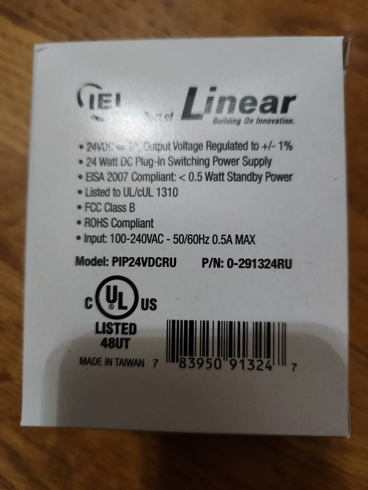 Linear IEI model : PIP24VDCRU , 24 VDC Power Supply P/N : 0-291324RU Linear IEI model : PIP24VDCRU , 24 VDC Power Supply P/N : 0-291324RU