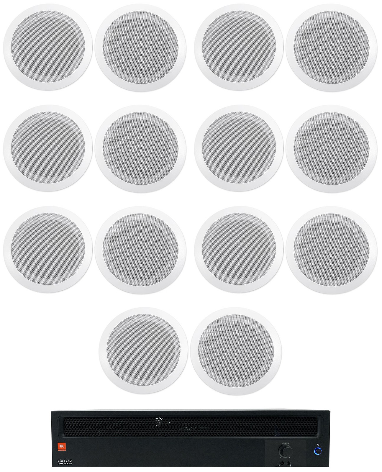 JBL CSA1300Z 70v Commercial Amplifier + (14) White In-Ceiling Speakers CSA 1300Z