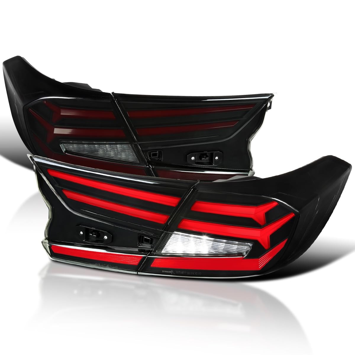 18-22 Honda Accord Sedan Black Smoke LED Tail Lights Sequential Red Bar Pair