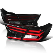 18-22 Honda Accord Sedan Black Smoke LED Tail Lights Sequential Red Bar Pair picture