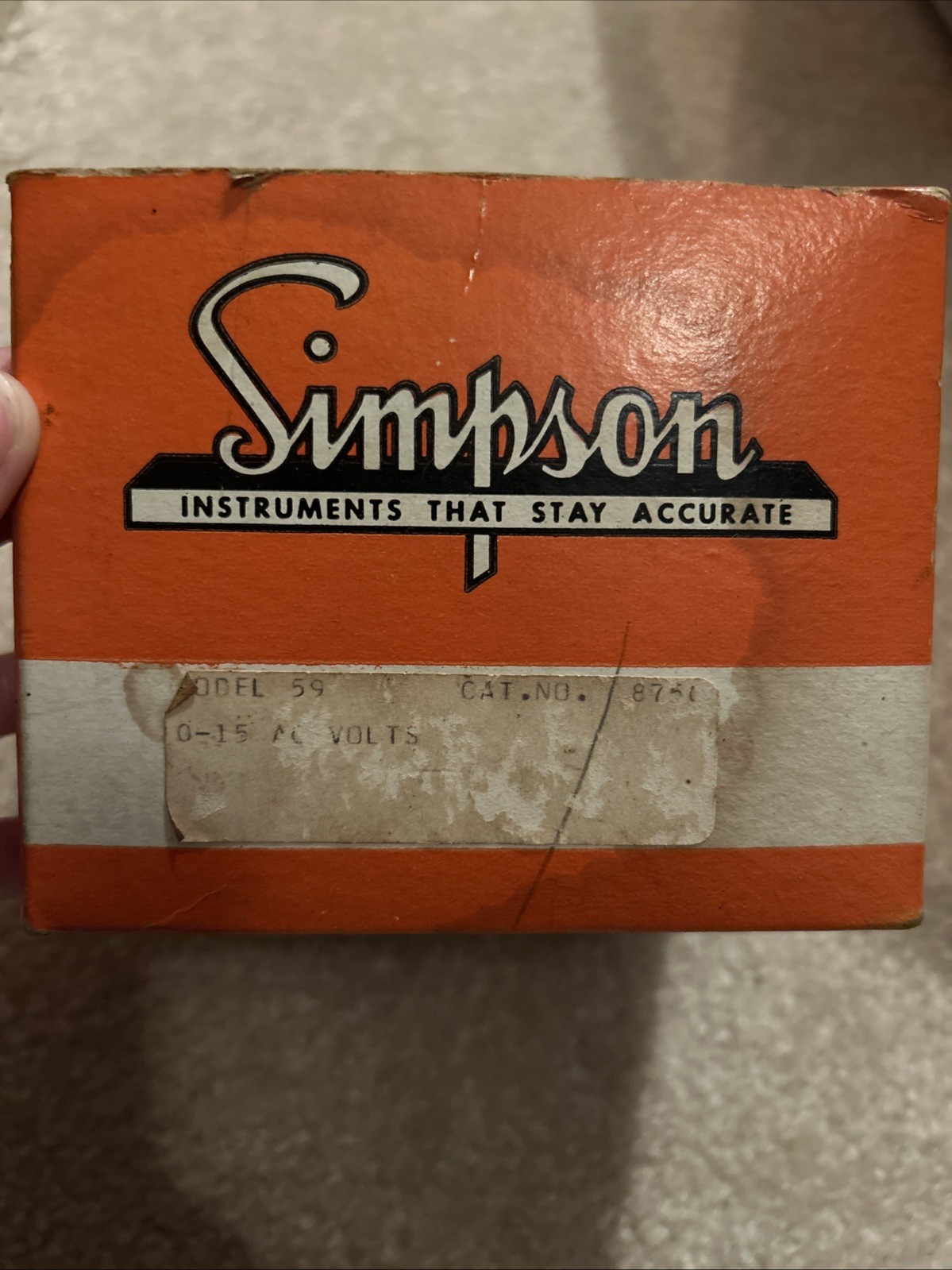 Vintage Simpson Model 59 AC Voltmeter Panel Meter 0-15V Cat No 8751