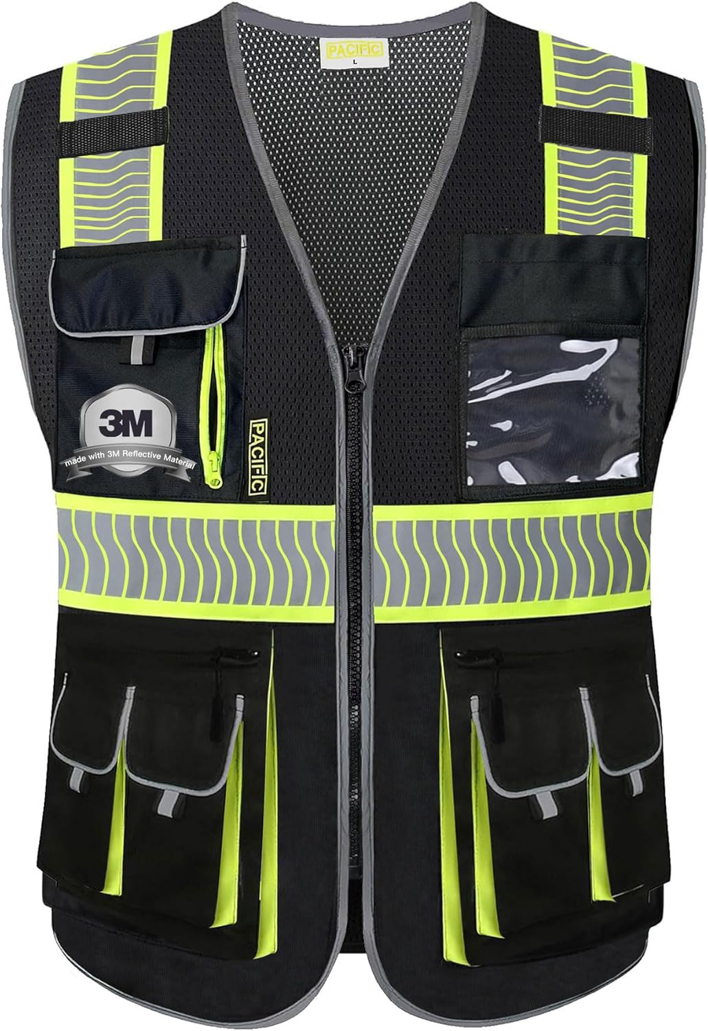 Chaleco de seguridad EPI negro con 10 bolsillos para hombres y mujeres Chaleco de seguridad EPI negro con 10 bolsillos para hombres y mujeres