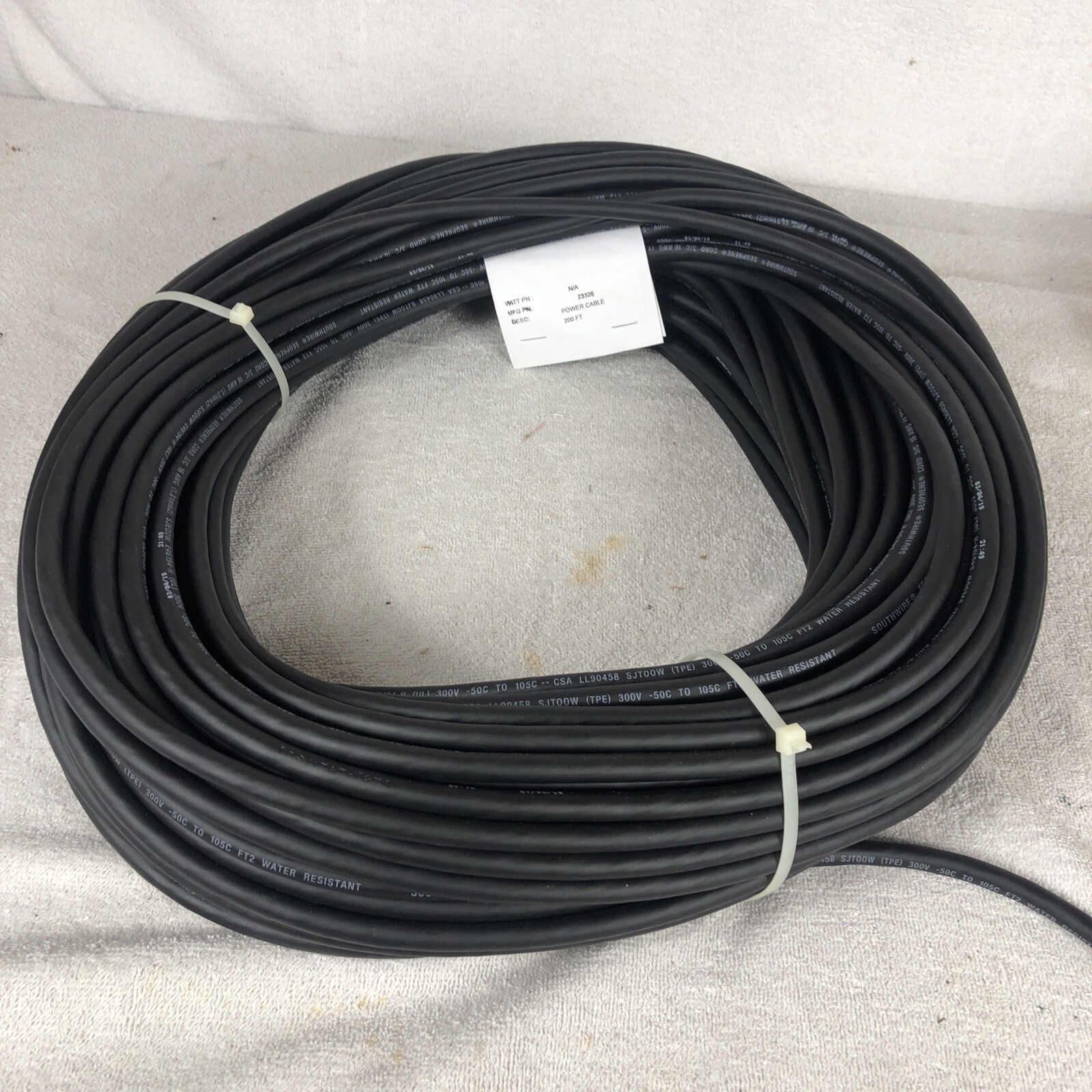 Southwire Seoprene Cord 200' 3/C 16 AWG 300V SJTOOW -50C TO 105C E46194-H (3940)
