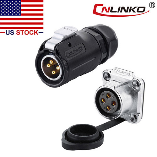 CNLINKO 4 Pin Power Connector Male Plug & Female Socket Waterproof Outdoor IP67 CNLINKO 4 Pin Power Connector Male Plug & Female Socket Waterproof Outdoor IP67