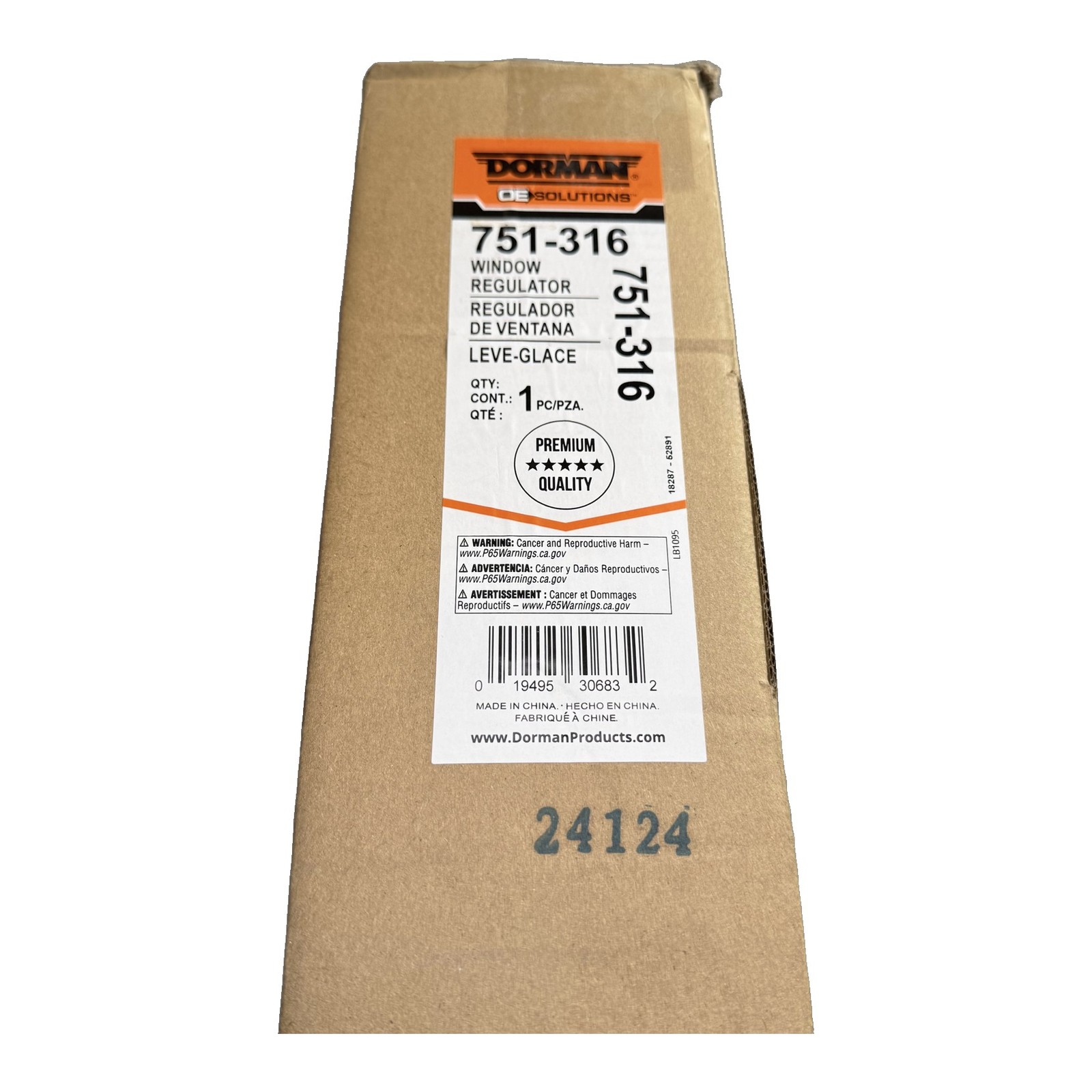 Dorman 751-316 Power Window Regulator New in Box OE Solutions Dorman 751-316 Power Window Regulator New in Box OE Solutions