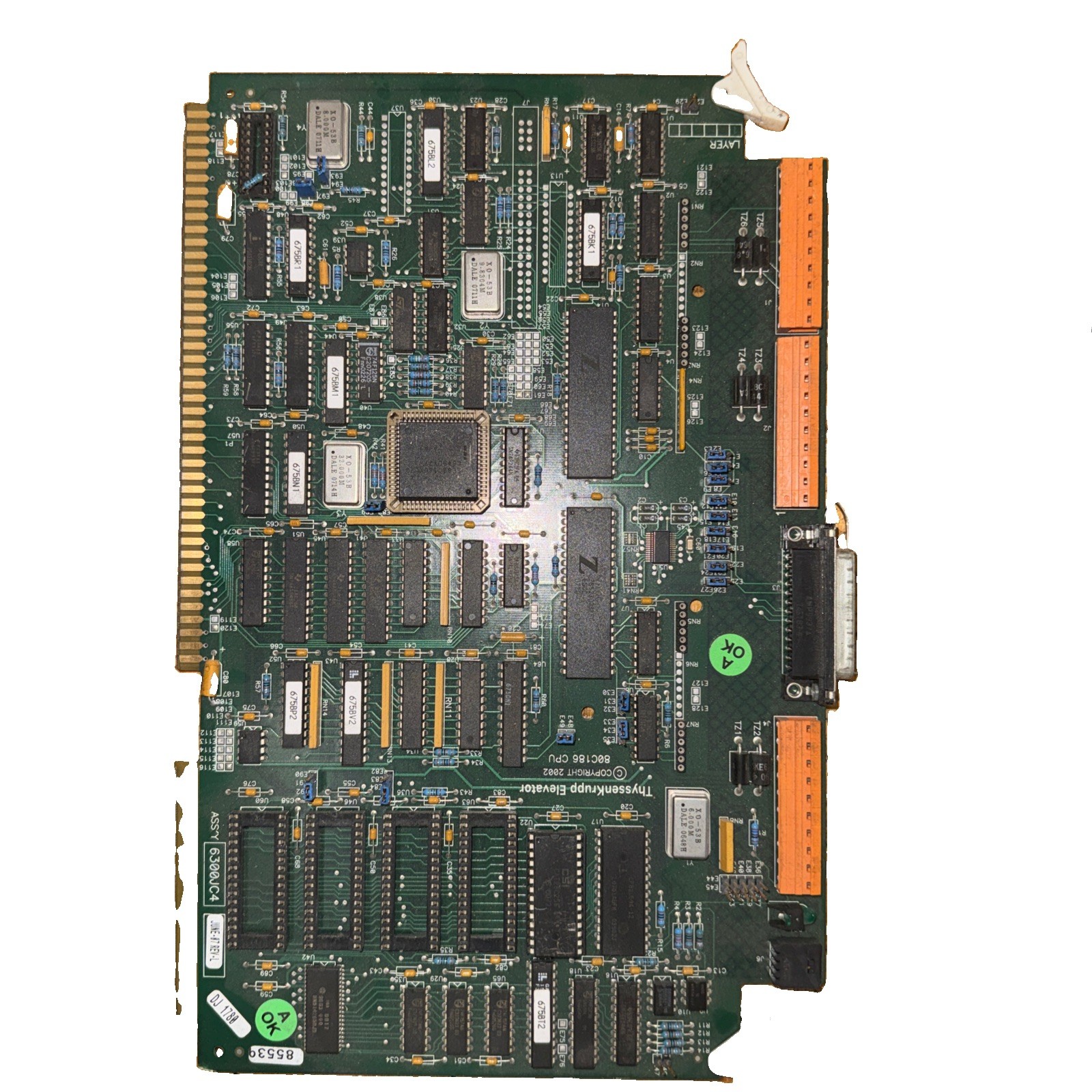 ThyssenKrupp / Dover TAC50 80C186 CPU Board ASS'Y 6300JC4 Rev L – Tested (B5)