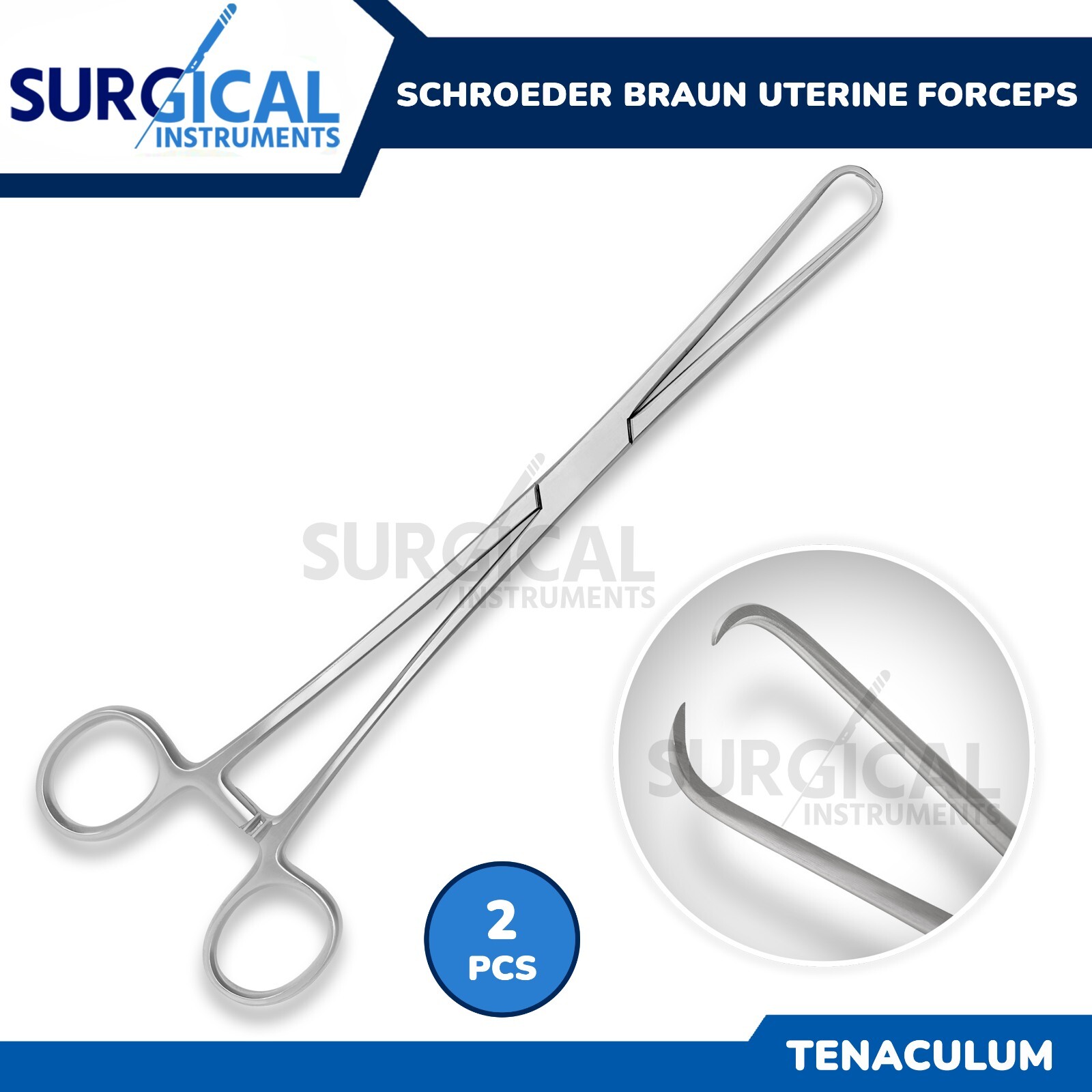 2 Schroeder Braun Tenaculum Uterine Forceps OB/GYN Instruments - 9.5\
