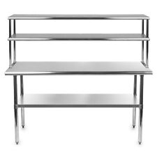 Commercial Stainless Steel Work Table with 2 Tier Overshelf picture