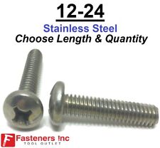 #12-24 Phillips Pan Head Machine Screw Stainless Steel (Choose Length & Quantity picture