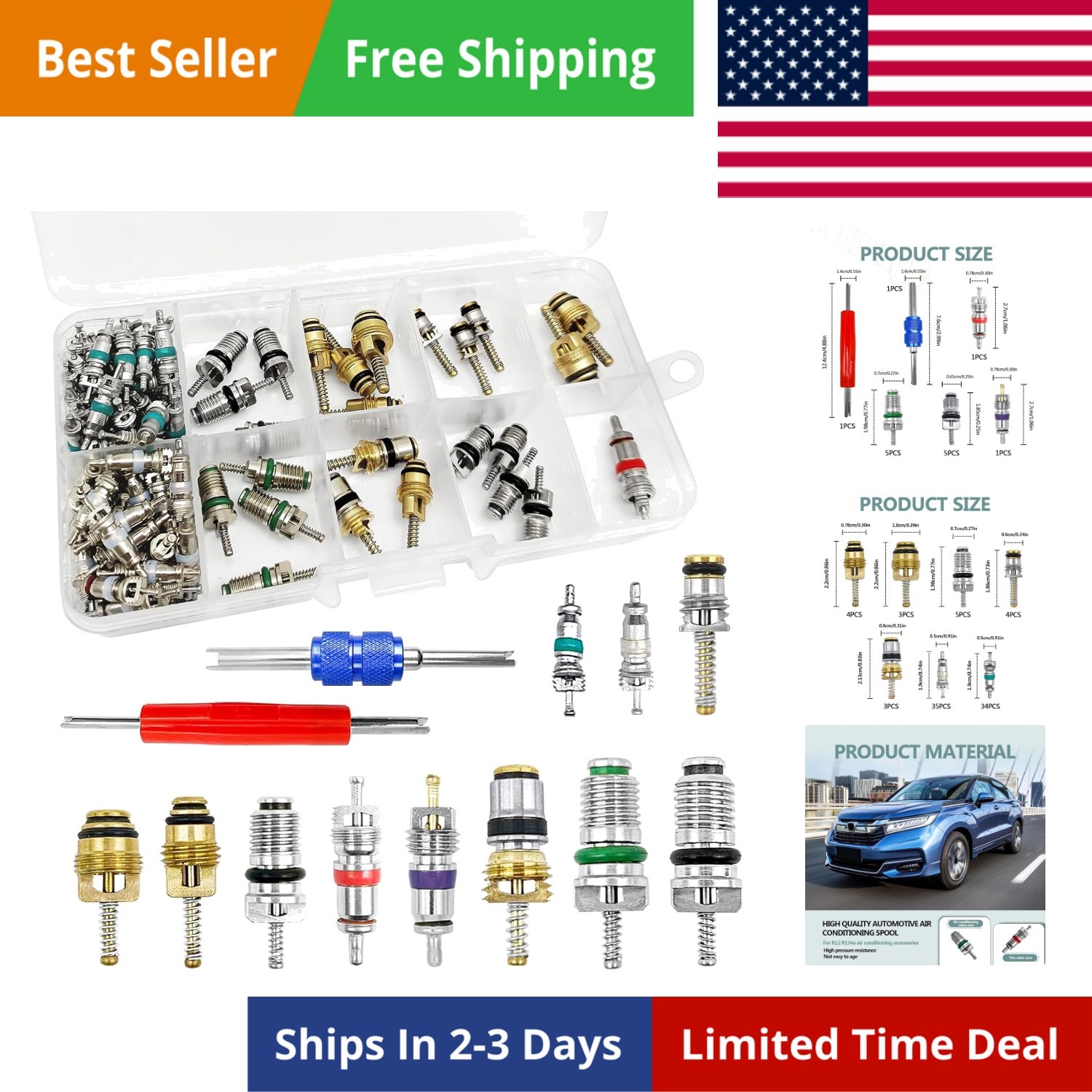 102Pcs Air Conditioning Valve Core - Valve Cores Accessories A/C R12 R134a Ac... 102Pcs Air Conditioning Valve Core - Valve Cores Accessories A/C R12 R134a Ac...