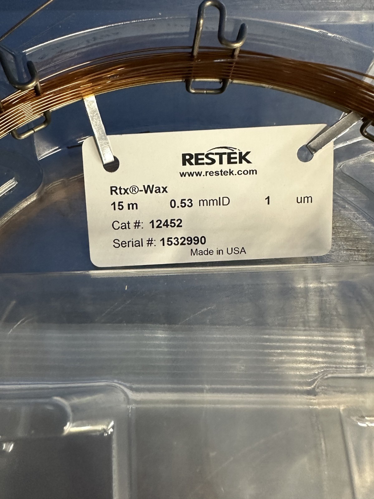 Restek Rtx-Wax Capillary GC Capillary Column 15 m × 0.53 mm ID × 1 µm 12452 Restek Rtx-Wax Capillary GC Capillary Column 15 m × 0.53 mm ID × 1 µm 12452