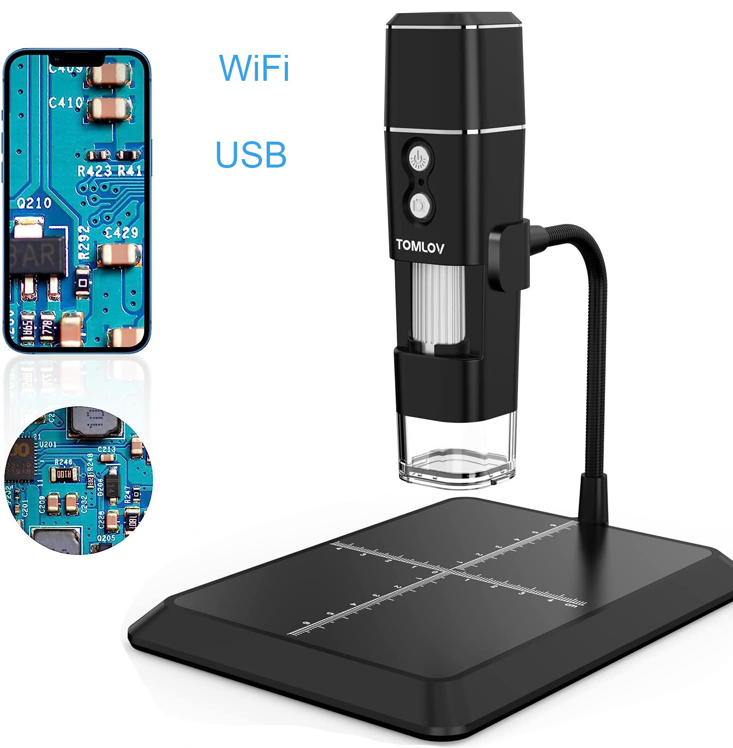 TOMLOV Wireless WiFi Digital Microscope Camera USB 1000X Coin Magnifier for ipad TOMLOV Wireless WiFi Digital Microscope Camera USB 1000X Coin Magnifier for ipad