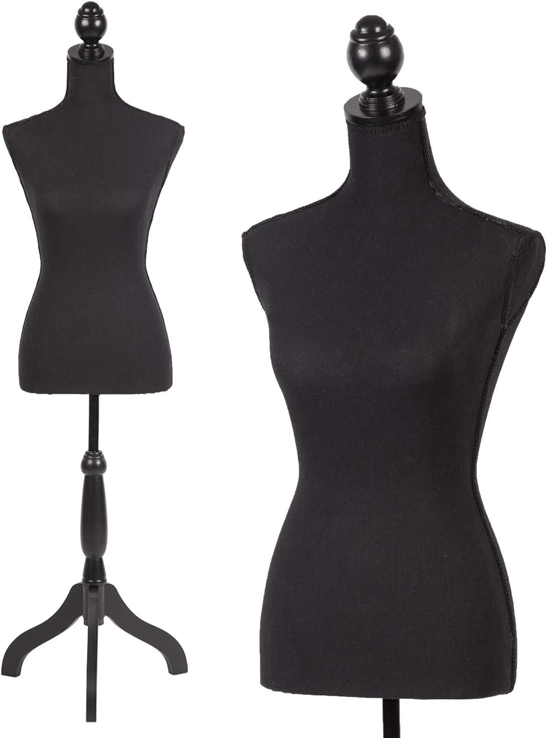 Female Mannequin Torso Dress Form Manikin Body with Wooden Tripod Base Stand Female Mannequin Torso Dress Form Manikin Body with Wooden Tripod Base Stand