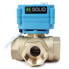 U.S. Solid 3 Way Electric Motorized Ball Valve 1 inch Brass 110-230V AC picture