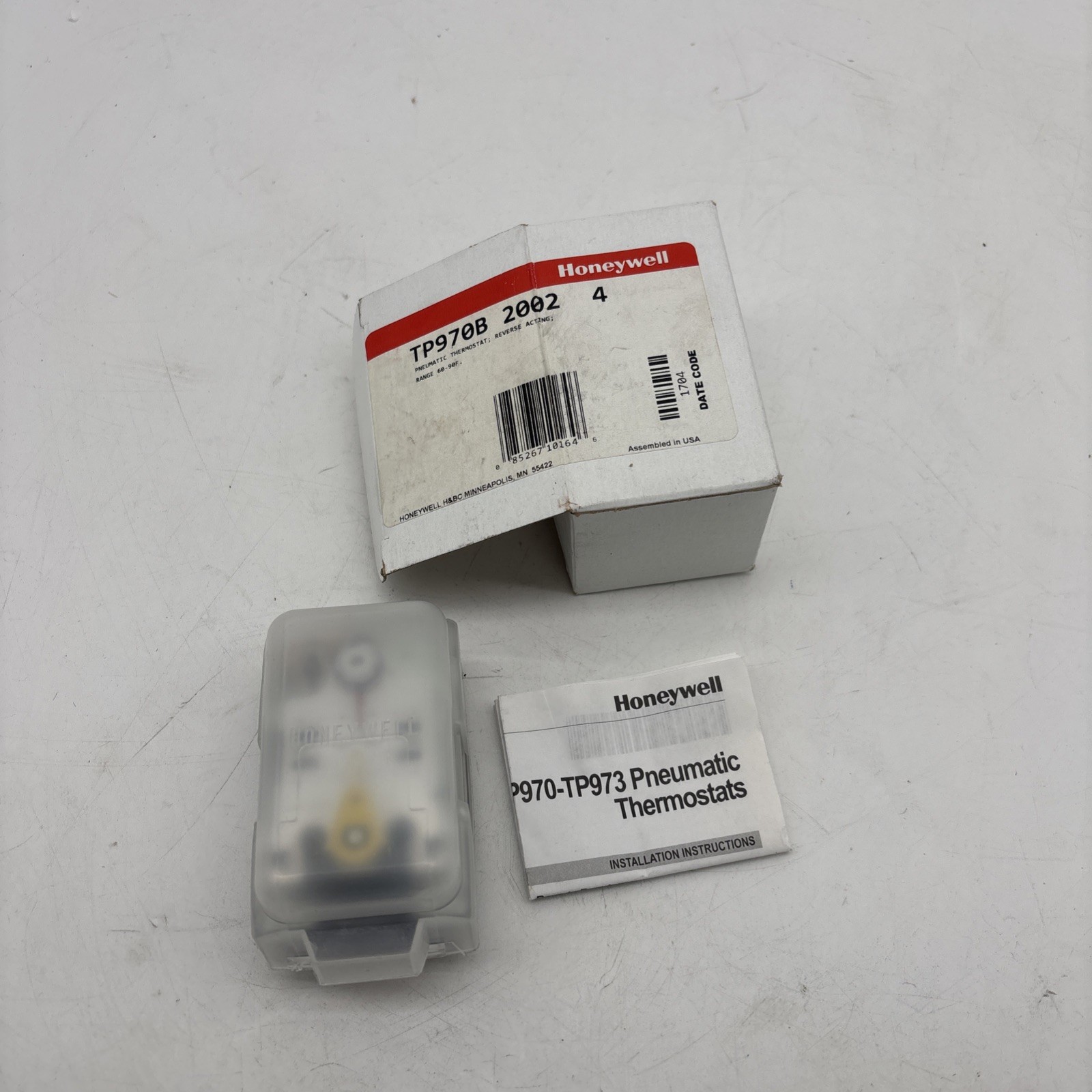Honeywell TP970B 2002 4 Pneumatic Thermostat Reverse Acting 60-90°F New