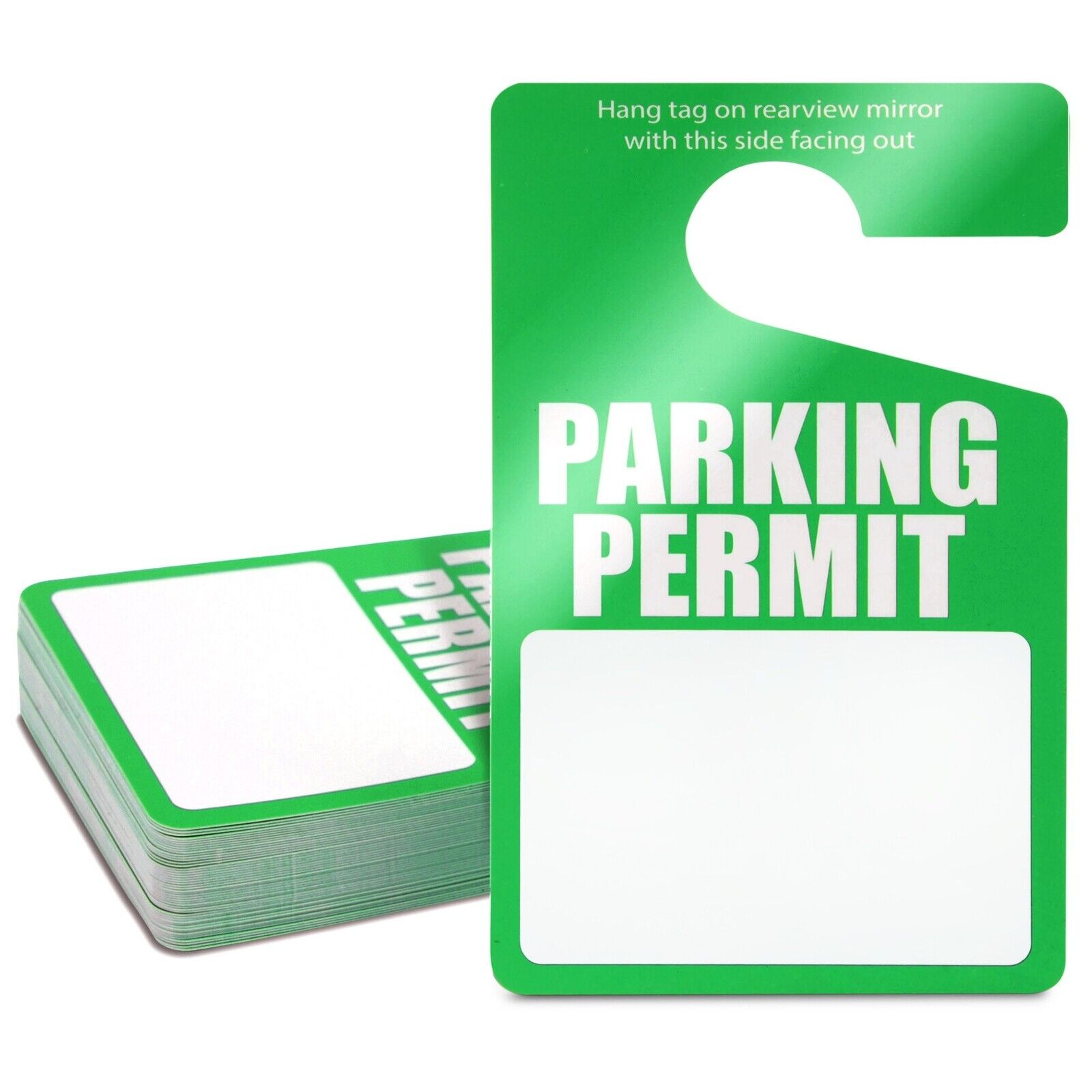 50 Pack Green Parking Permit Hang Tags, Temporary Hanging Passes, Bulk, 3 x 5 in