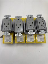 Lot Of 4 NEW Hubbell Duplex USB A/C Charger Receptacles 20A 125V USB20ACGY (G8) picture