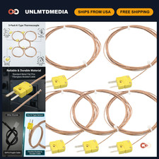 5 PCS K-Type Mini Thermocouple Temperature Probe Sensor, 3M Long, Compatible Too picture