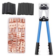 140PCS Copper Lugs Ring Terminals Bare Battery Welding Crimp Wire Connectors Kit picture