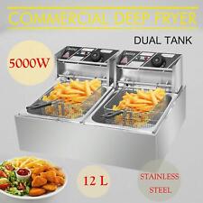 Zokop 5000W 12L Dual Tank Electric Deep Fryer Stainless Steel Commercial Basket picture