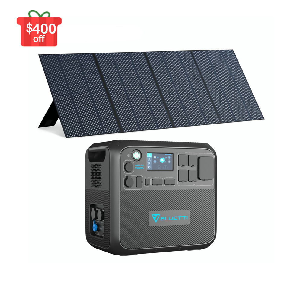 BLUETTI AC200MAX Portable Power Station w/ 350W Solar Panel Outdoor Camping Trip