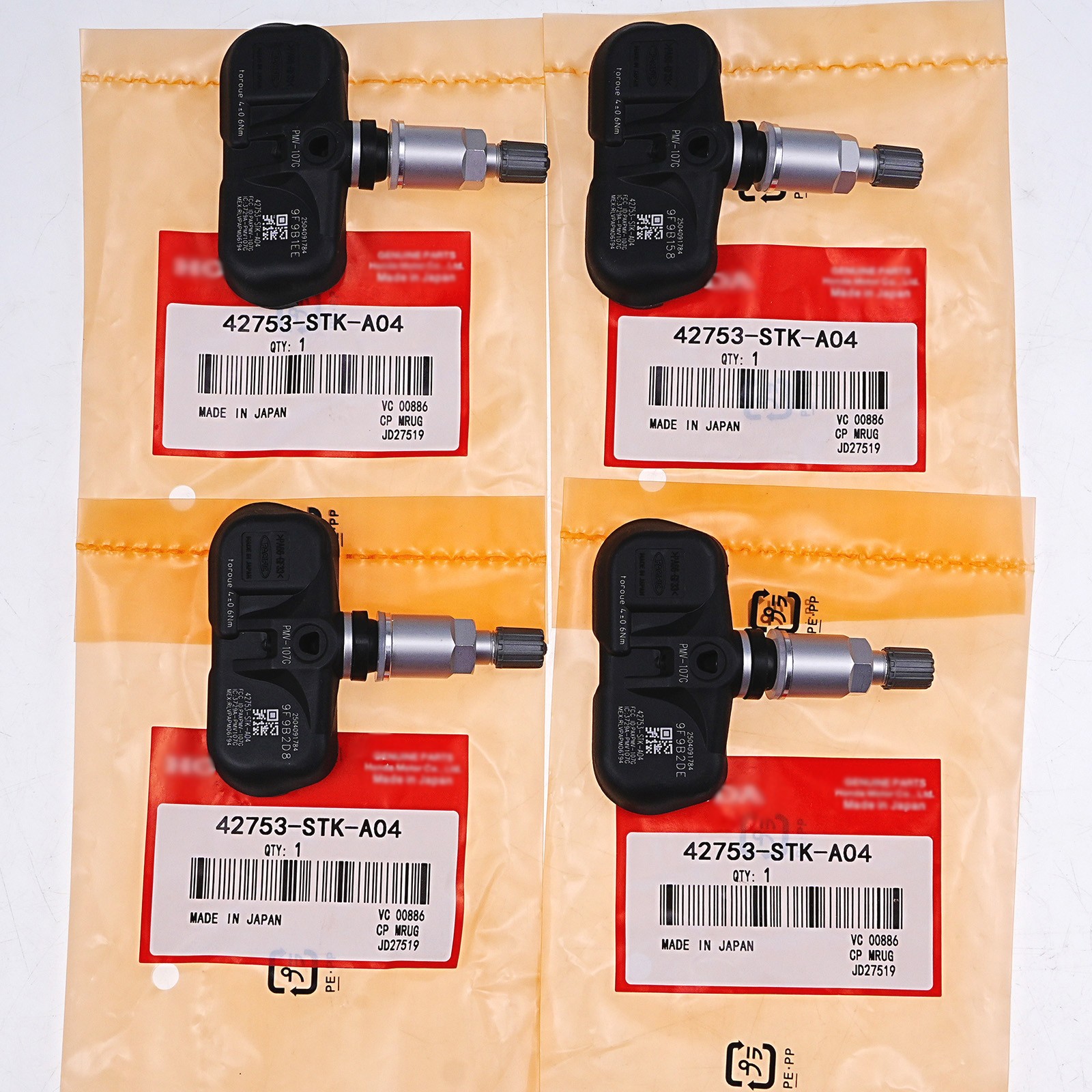 4PCS 42753STKA04 TPMS TIRE PRESSURE SENSOR PMV-107G For Acura Honda 4PCS 42753STKA04 TPMS TIRE PRESSURE SENSOR PMV-107G For Acura Honda