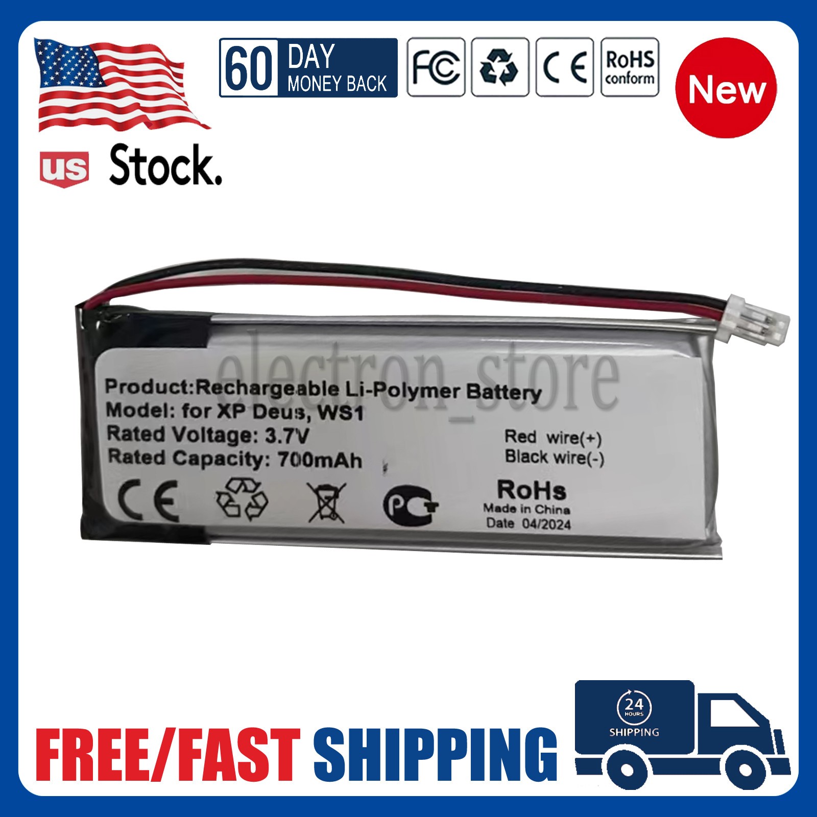 Battery for XP Deus Metal Detector WS1 MI-4 Pinpointers MI-6 Pinpointers CP-XPWS Battery for XP Deus Metal Detector WS1 MI-4 Pinpointers MI-6 Pinpointers CP-XPWS