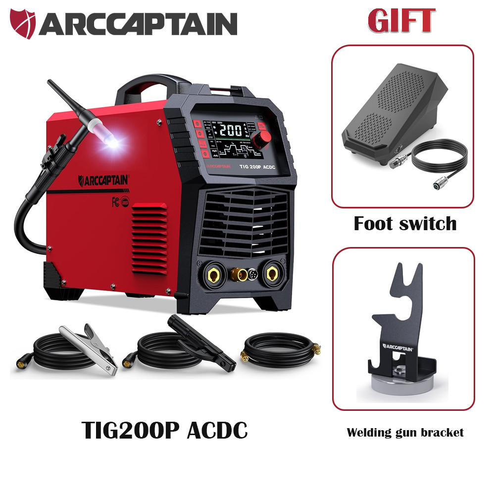 ARCCAPTAIN TIG Welder AC/DC 200Amp 110V/220V with Pulse Aluminum TIG Welder