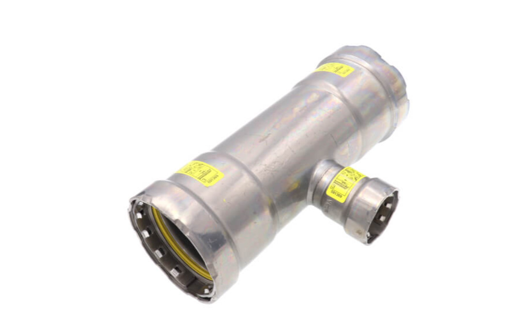 Viega MegaPressG 25386 Carbon Steel Reducing Tee, 2 Viega MegaPressG 25386 Carbon Steel Reducing Tee, 2