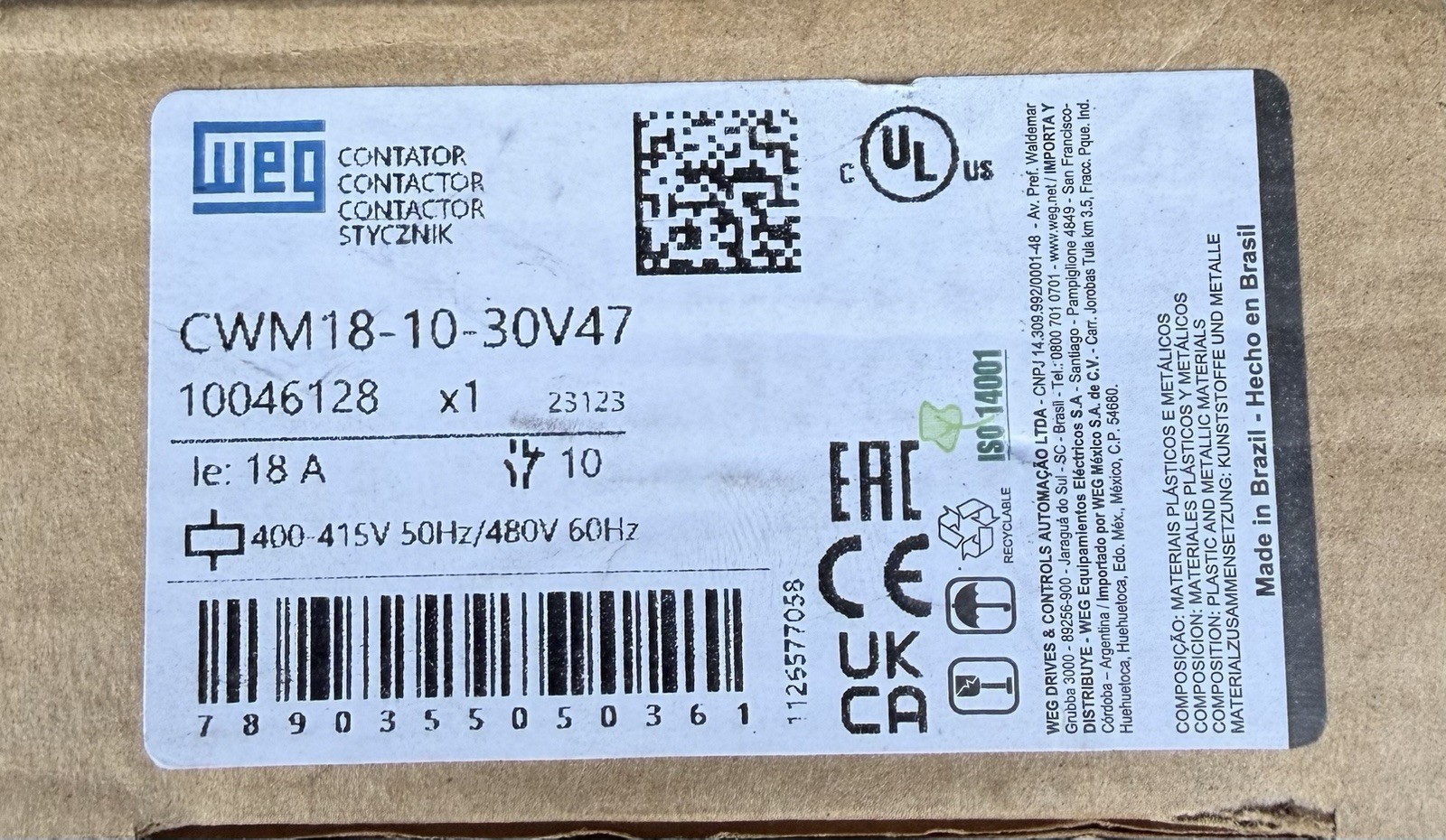 Weg Contactor CWM18-10-30V47 Weg Contactor CWM18-10-30V47